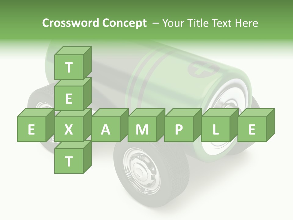 A Green Battery On Wheels With A White Background PowerPoint Template
