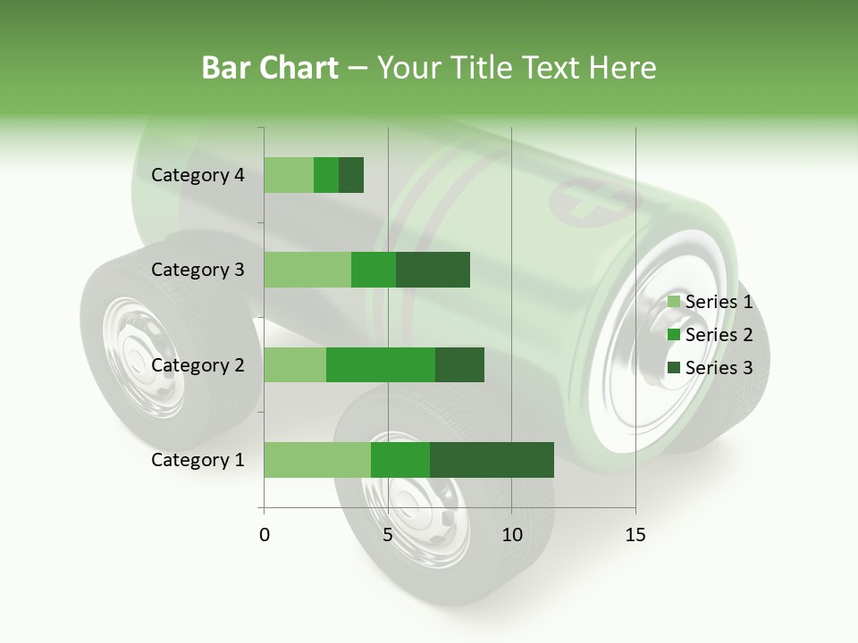 A Green Battery On Wheels With A White Background PowerPoint Template
