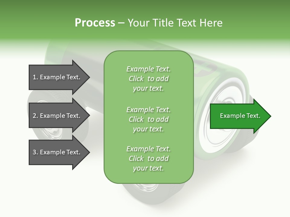 A Green Battery On Wheels With A White Background PowerPoint Template