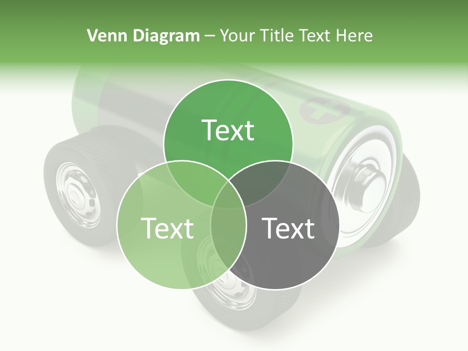 A Green Battery On Wheels With A White Background PowerPoint Template