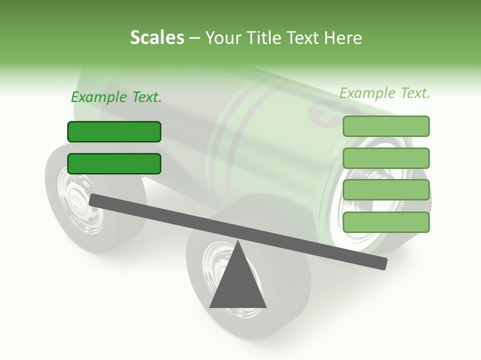 A Green Battery On Wheels With A White Background PowerPoint Template