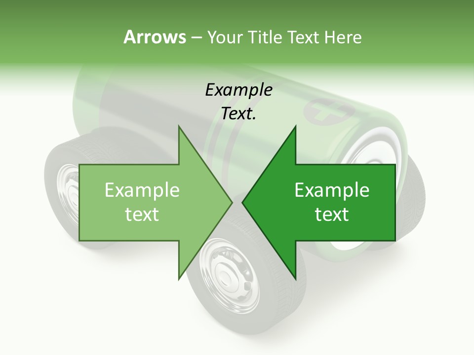 A Green Battery On Wheels With A White Background PowerPoint Template