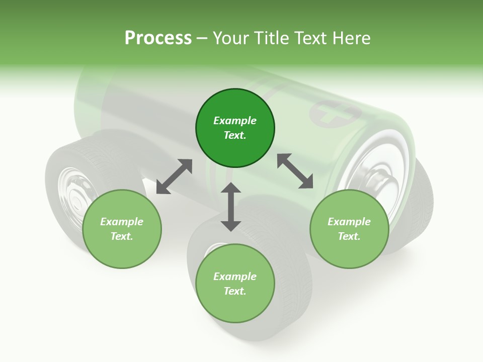 A Green Battery On Wheels With A White Background PowerPoint Template