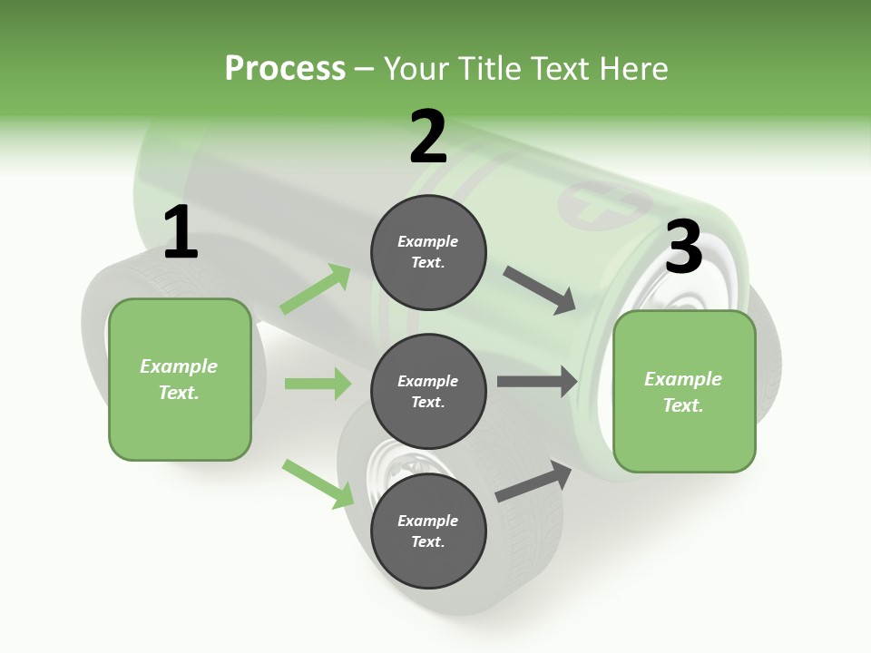 A Green Battery On Wheels With A White Background PowerPoint Template
