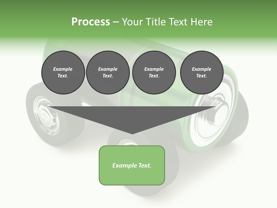 A Green Battery On Wheels With A White Background PowerPoint Template