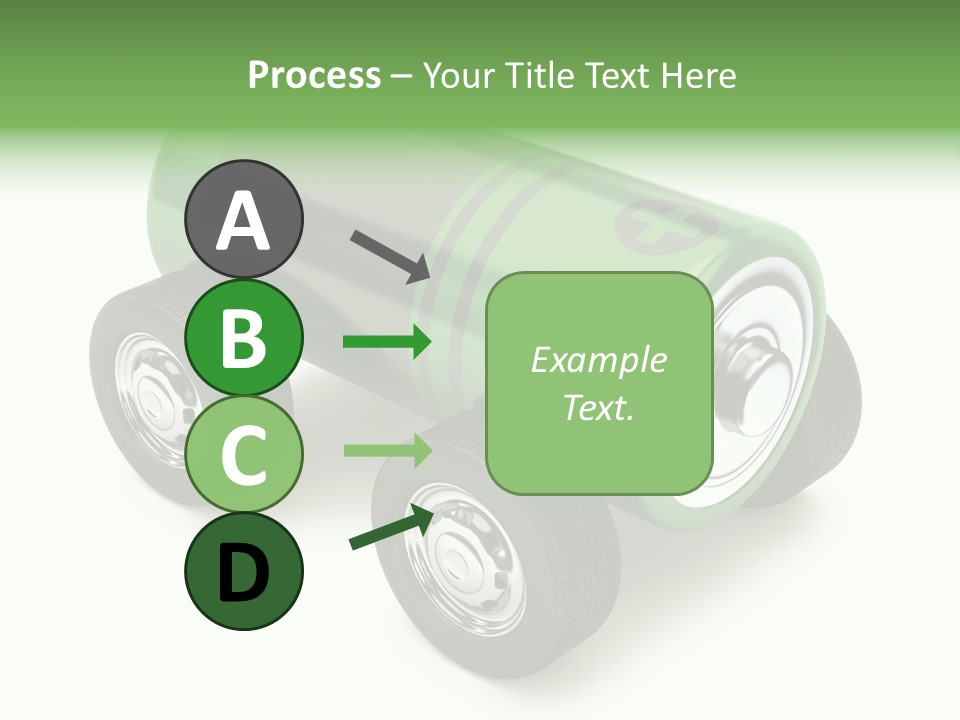 A Green Battery On Wheels With A White Background PowerPoint Template
