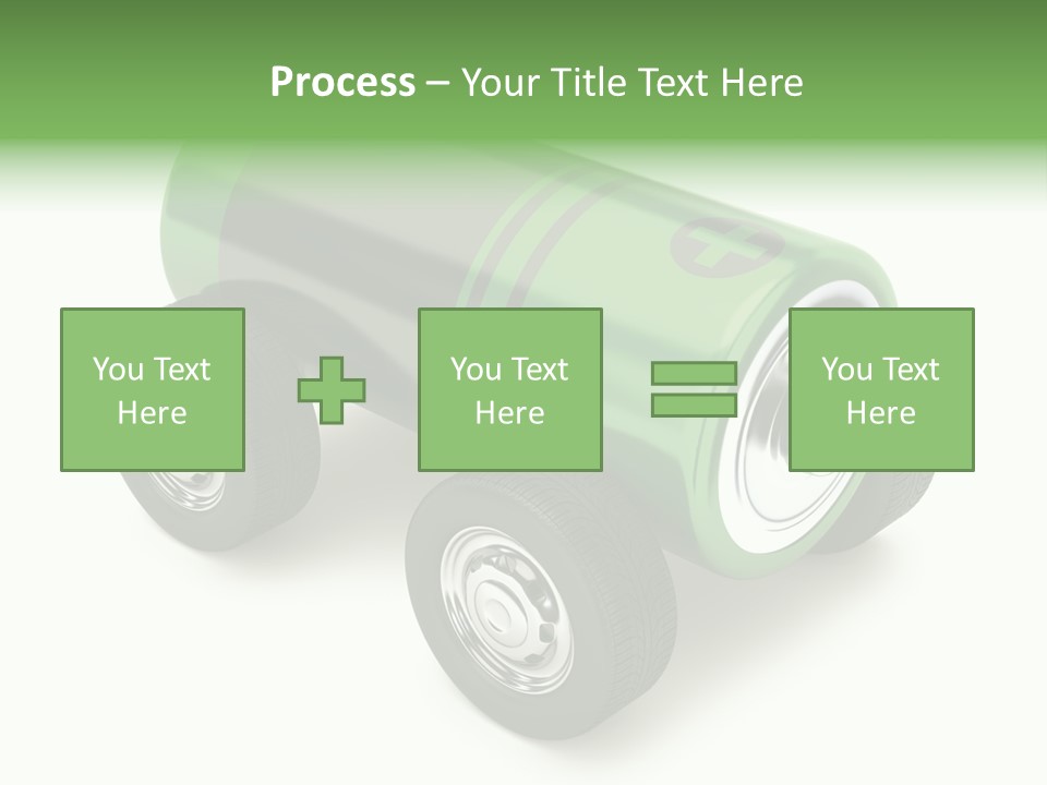 A Green Battery On Wheels With A White Background PowerPoint Template