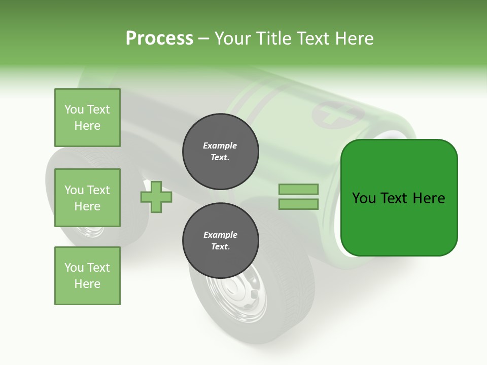A Green Battery On Wheels With A White Background PowerPoint Template
