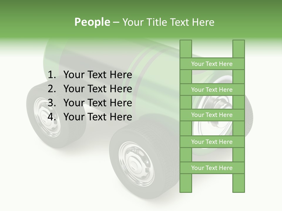A Green Battery On Wheels With A White Background PowerPoint Template