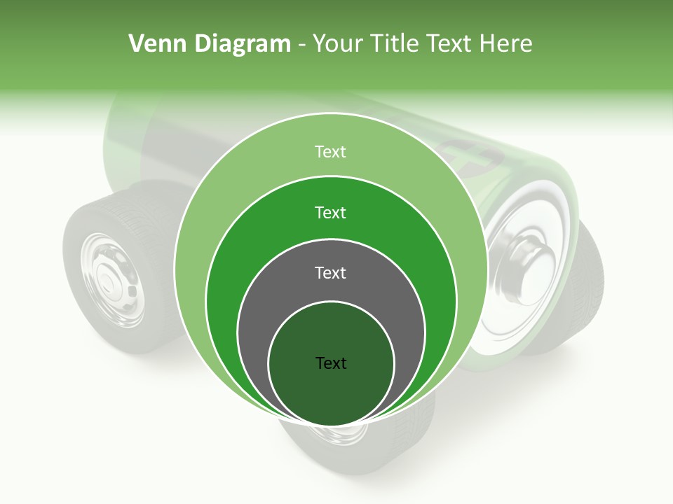 A Green Battery On Wheels With A White Background PowerPoint Template