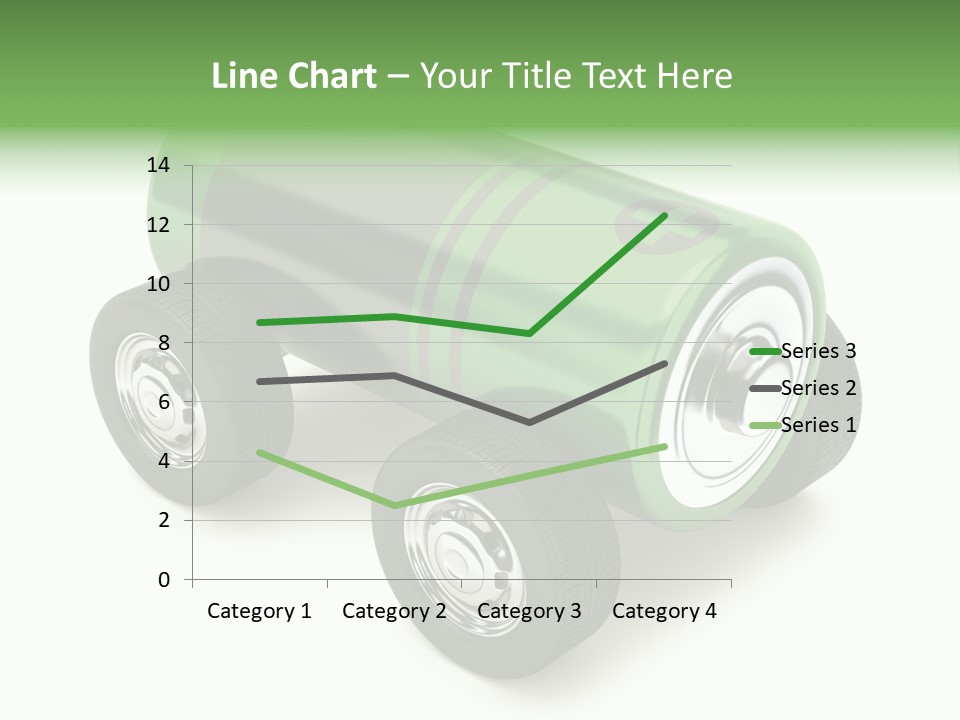 A Green Battery On Wheels With A White Background PowerPoint Template