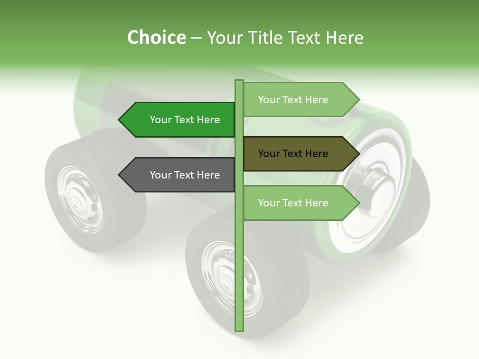 A Green Battery On Wheels With A White Background PowerPoint Template