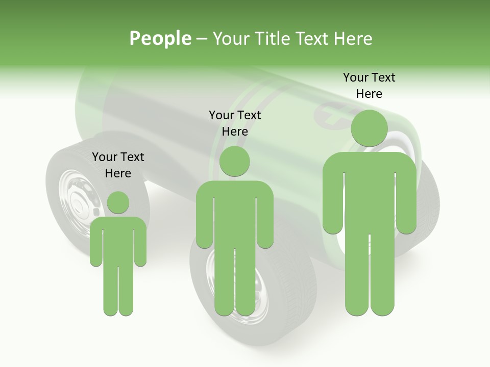 A Green Battery On Wheels With A White Background PowerPoint Template