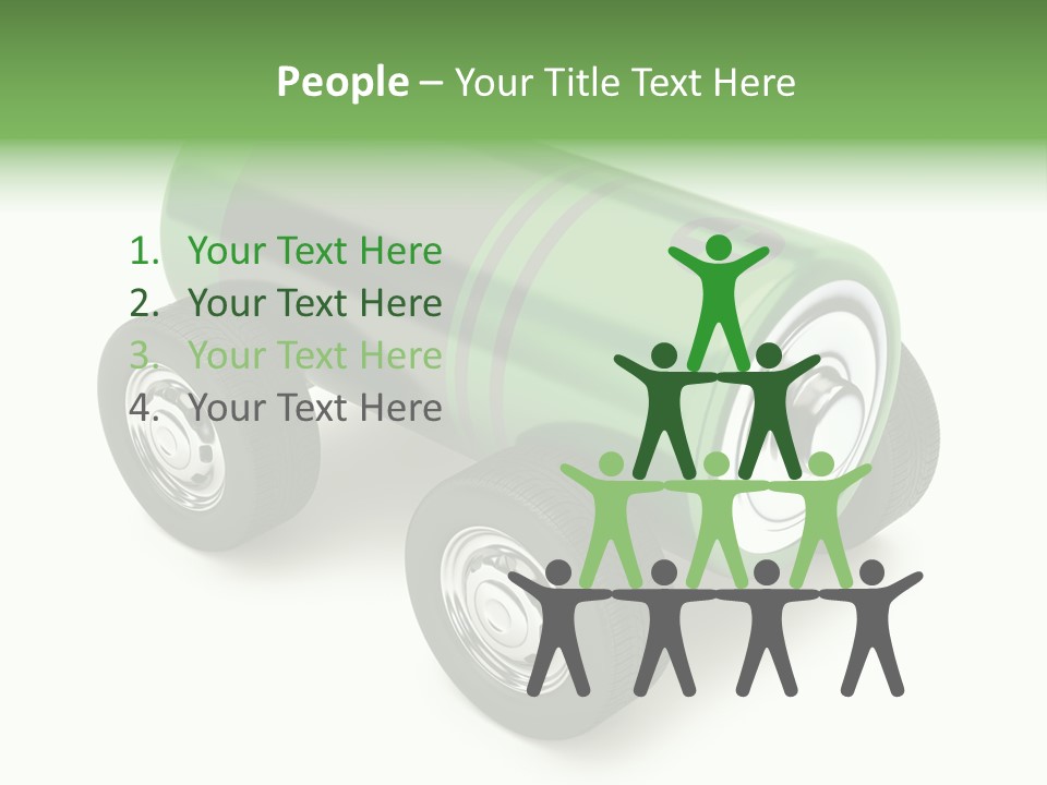 A Green Battery On Wheels With A White Background PowerPoint Template