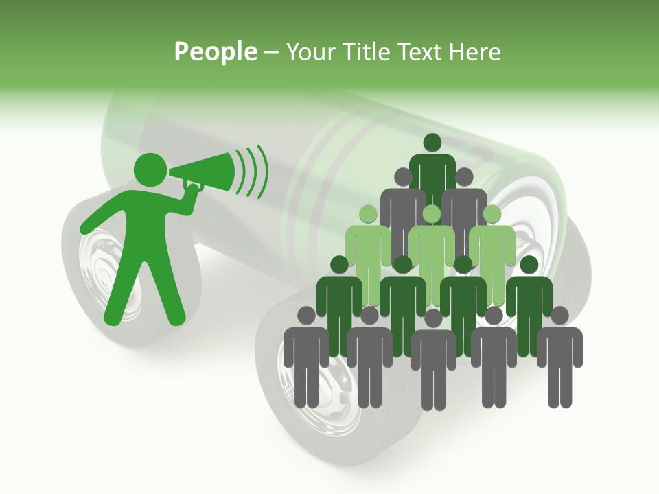 A Green Battery On Wheels With A White Background PowerPoint Template