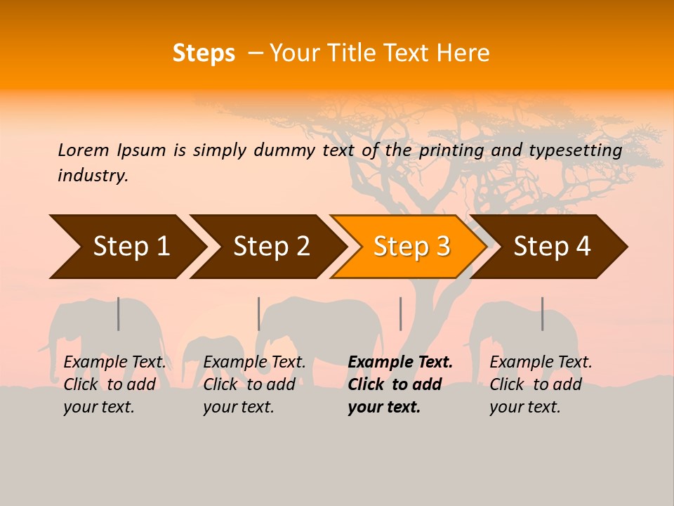 A Group Of Elephants Standing Under A Tree At Sunset PowerPoint Template