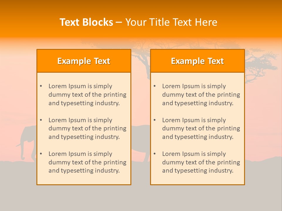 A Group Of Elephants Standing Under A Tree At Sunset PowerPoint Template