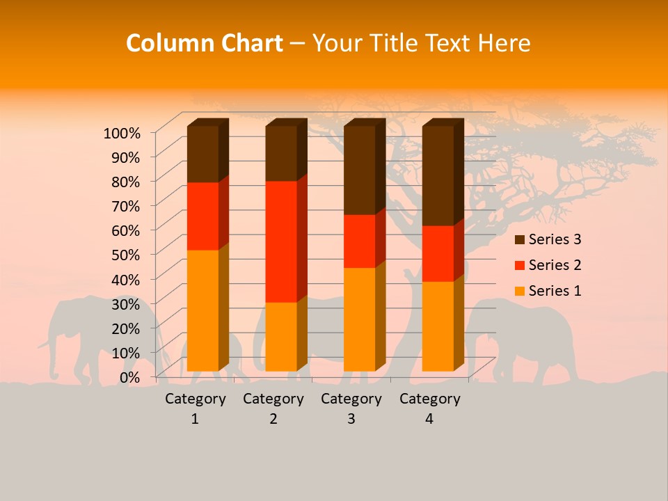 A Group Of Elephants Standing Under A Tree At Sunset PowerPoint Template
