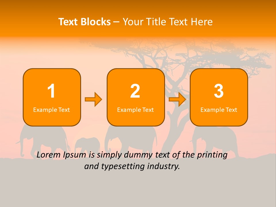 A Group Of Elephants Standing Under A Tree At Sunset PowerPoint Template