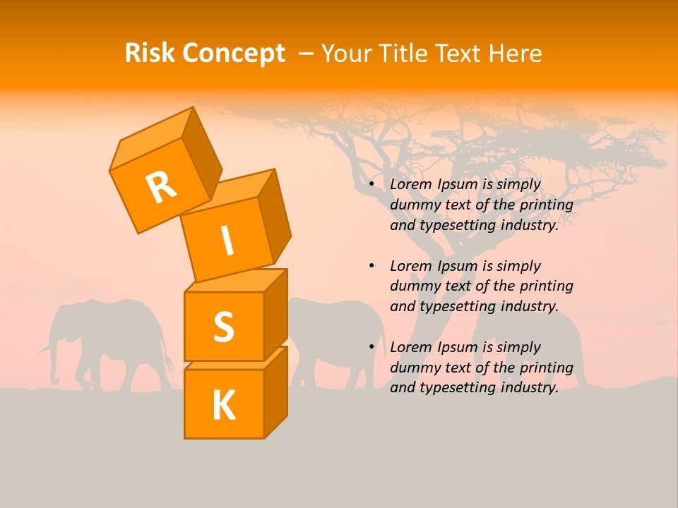 A Group Of Elephants Standing Under A Tree At Sunset PowerPoint Template