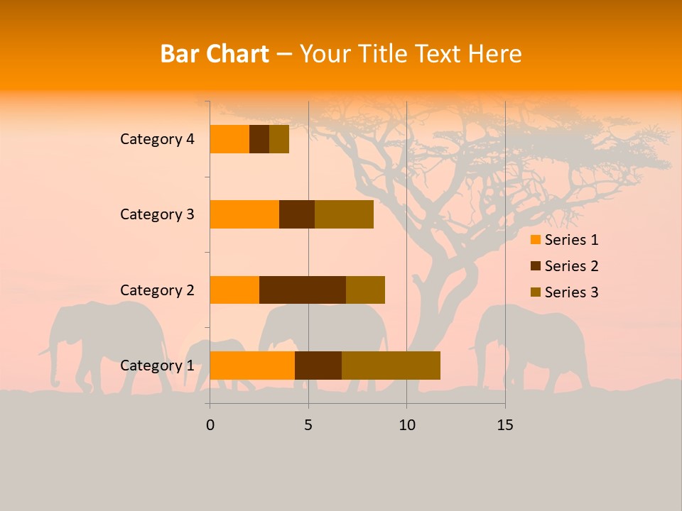 A Group Of Elephants Standing Under A Tree At Sunset PowerPoint Template