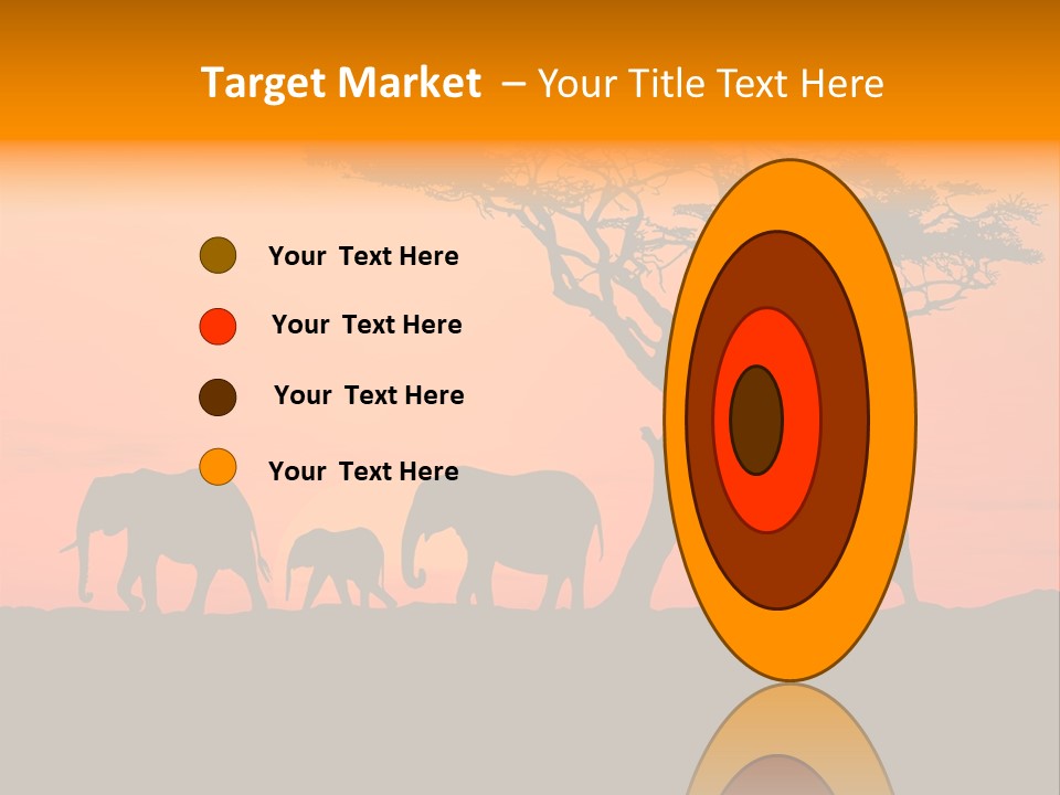 A Group Of Elephants Standing Under A Tree At Sunset PowerPoint Template