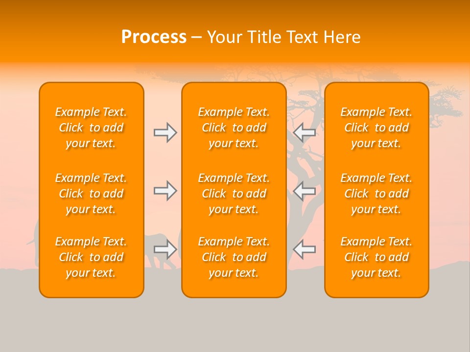 A Group Of Elephants Standing Under A Tree At Sunset PowerPoint Template