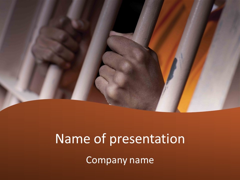 A Person Holding A Jail Bars Powerpoint Template PowerPoint Template