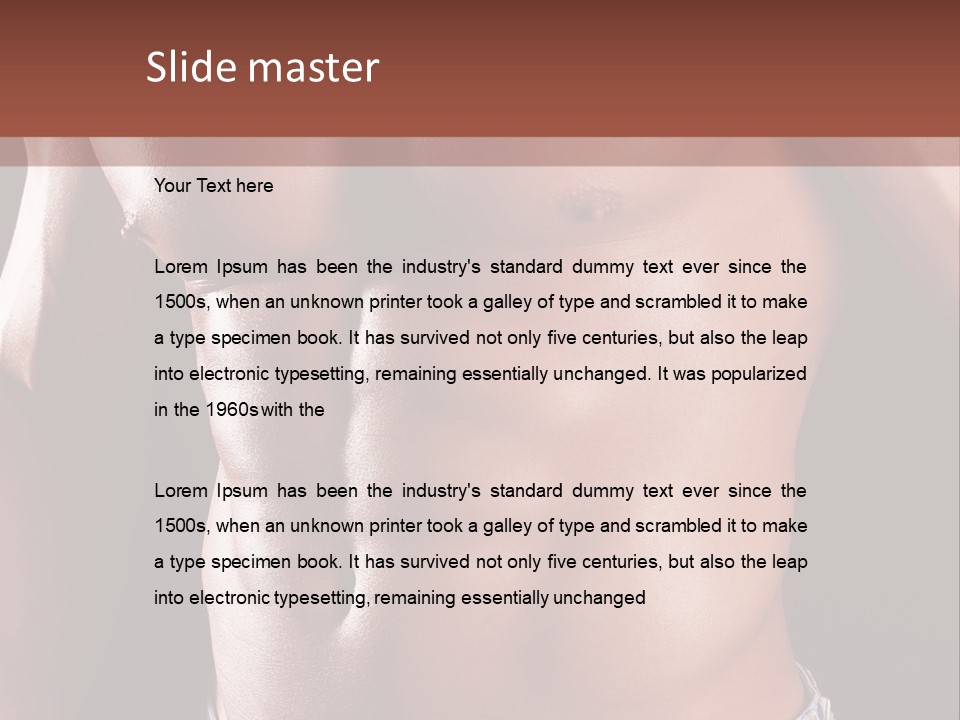 A Man With No Shirt Is Posing For A Picture PowerPoint Template