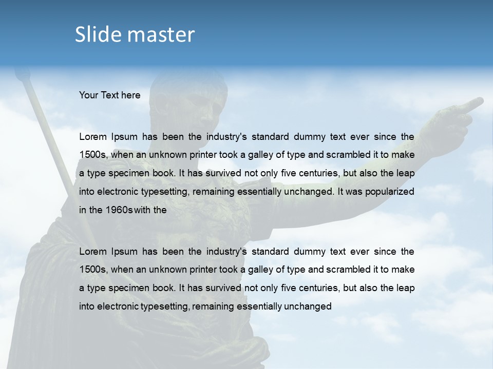 A Statue Of A Roman Soldier Holding A Spear PowerPoint Template