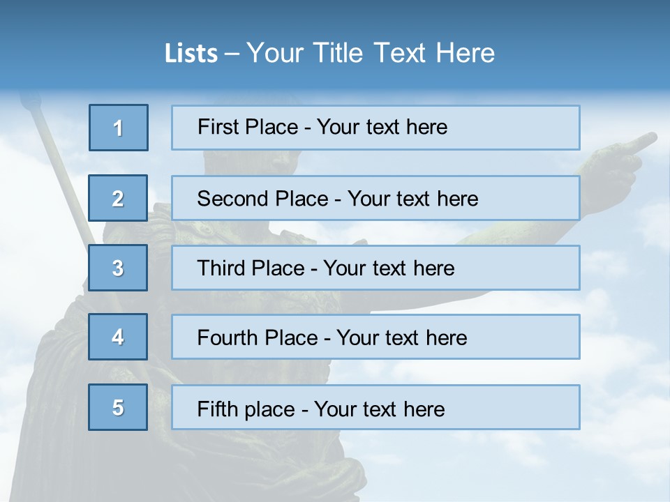 A Statue Of A Roman Soldier Holding A Spear PowerPoint Template