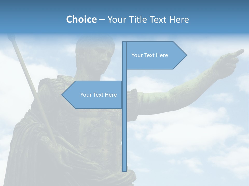 A Statue Of A Roman Soldier Holding A Spear PowerPoint Template
