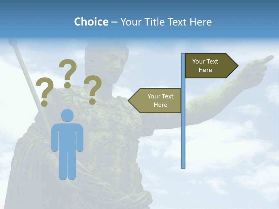 A Statue Of A Roman Soldier Holding A Spear PowerPoint Template