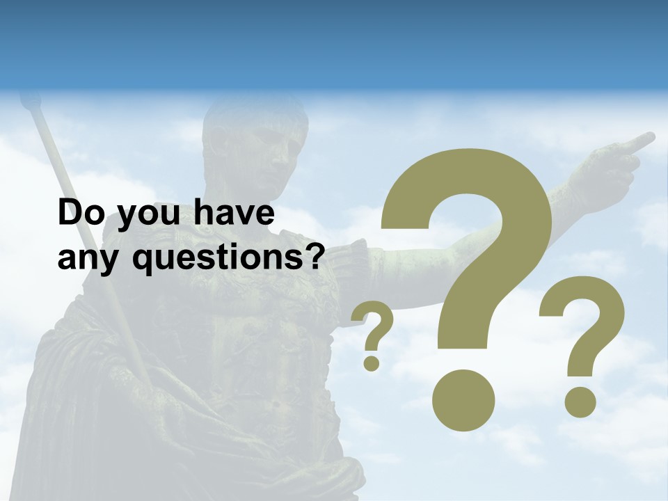 A Statue Of A Roman Soldier Holding A Spear PowerPoint Template