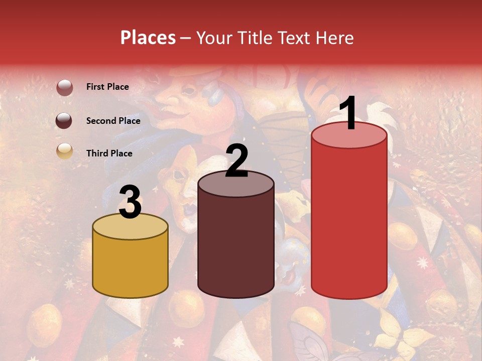 A Painting Of Clowns With Masks On Them PowerPoint Template