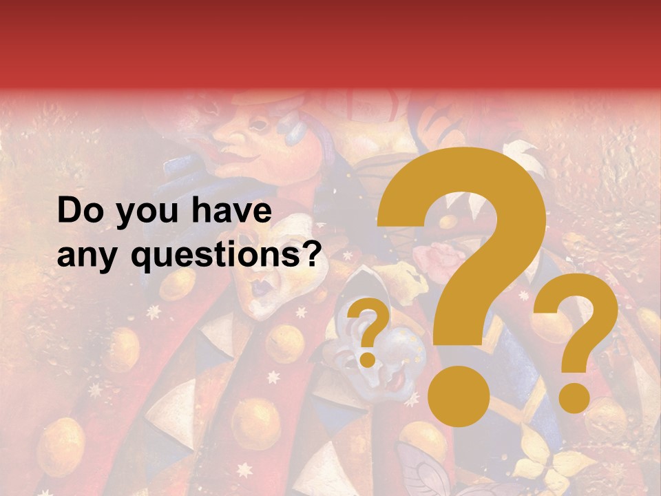 A Painting Of Clowns With Masks On Them PowerPoint Template