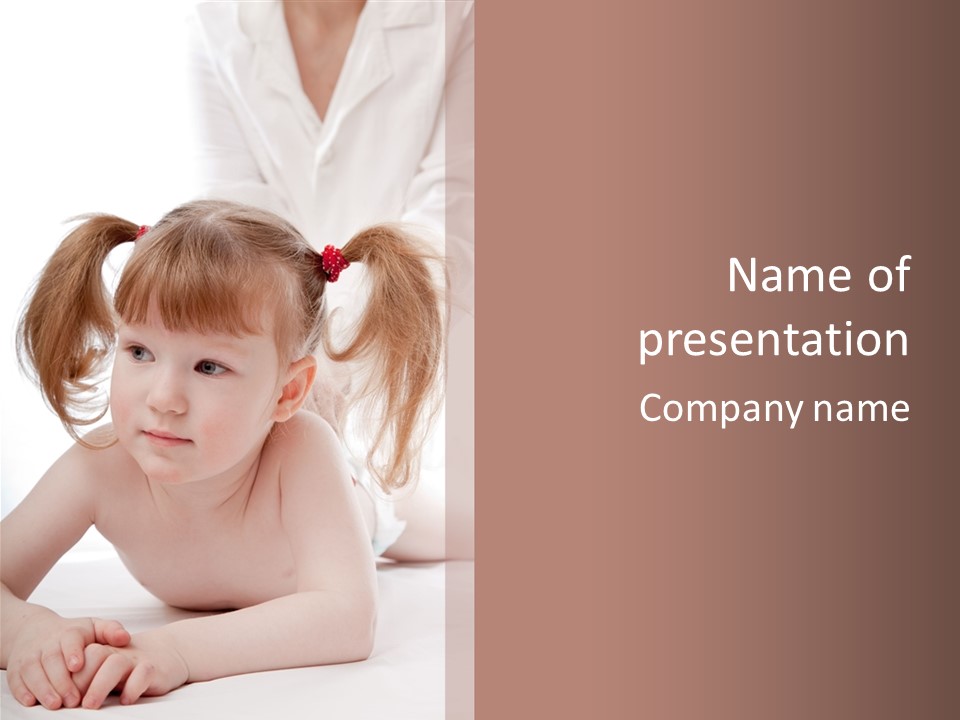 A Little Girl Laying On Her Stomach With Her Mother In The Background PowerPoint Template