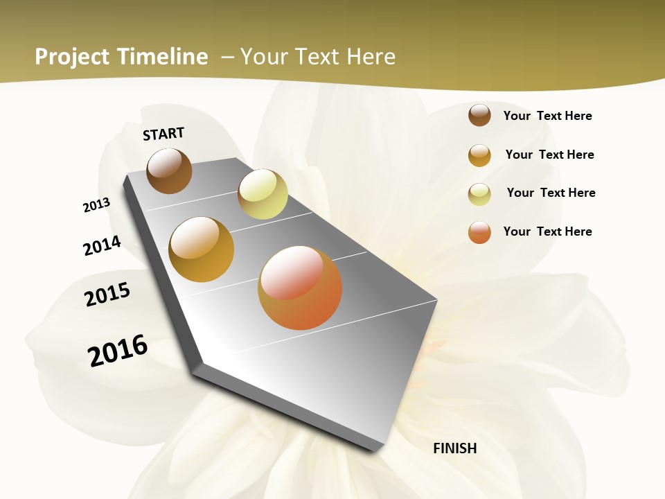 A White Flower With Yellow Center On A White Background PowerPoint Template