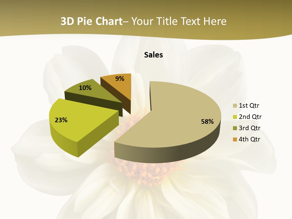 A White Flower With Yellow Center On A White Background PowerPoint Template