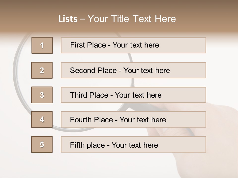 A Hand Holding A Magnifying Glass Over A White Background PowerPoint Template