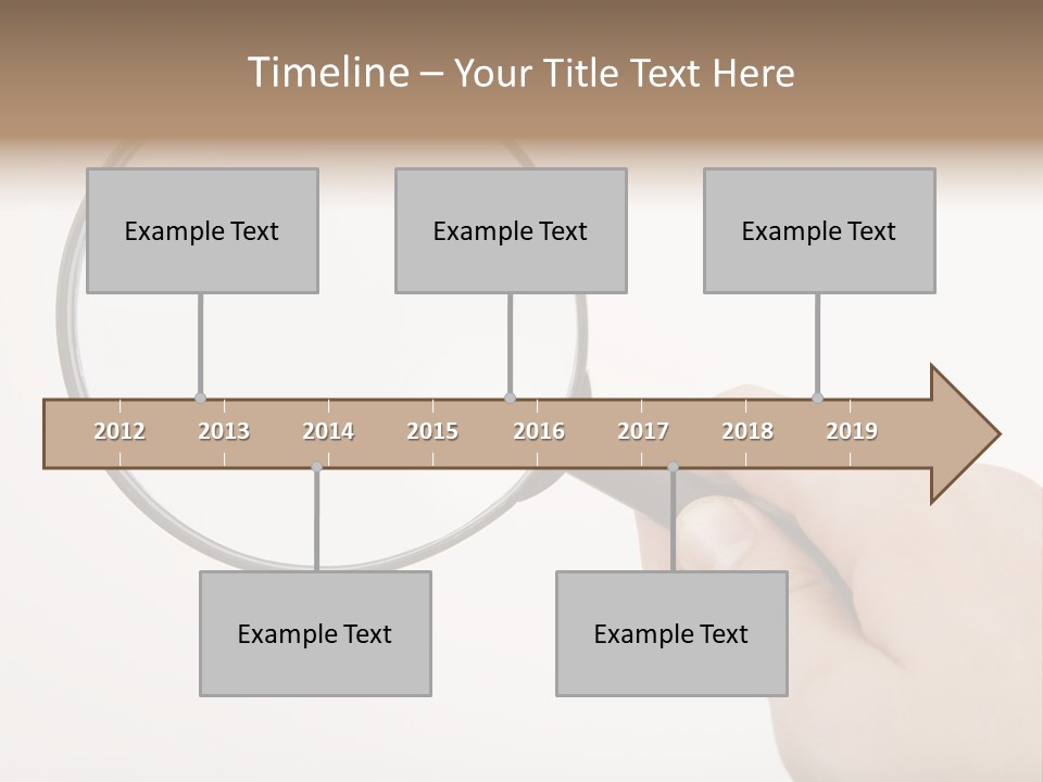A Hand Holding A Magnifying Glass Over A White Background PowerPoint Template