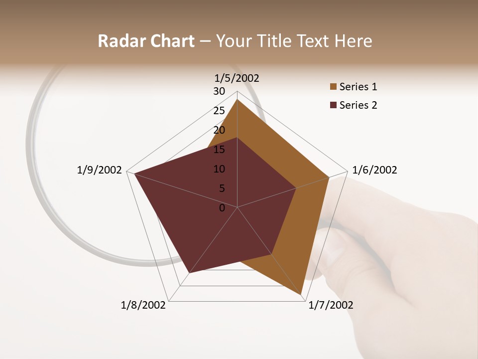 A Hand Holding A Magnifying Glass Over A White Background PowerPoint Template