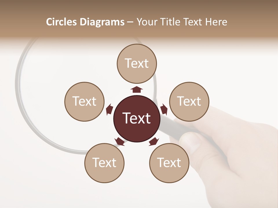 A Hand Holding A Magnifying Glass Over A White Background PowerPoint Template