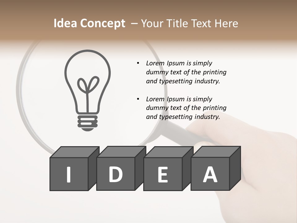 A Hand Holding A Magnifying Glass Over A White Background PowerPoint Template