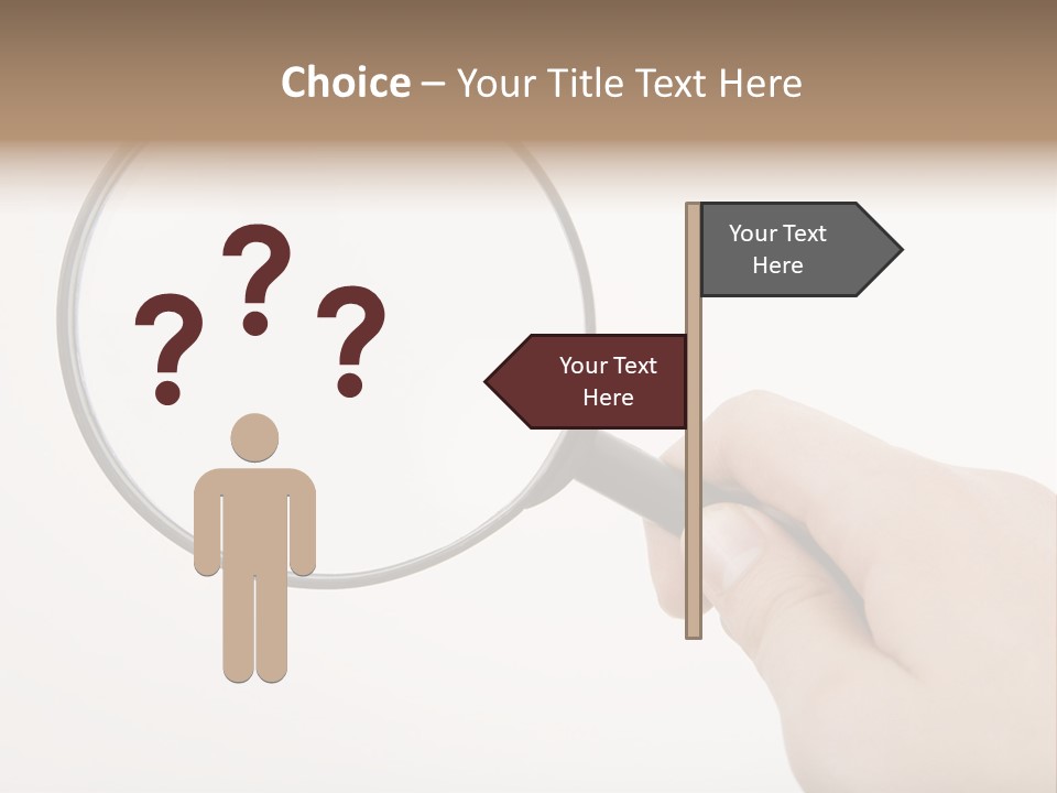A Hand Holding A Magnifying Glass Over A White Background PowerPoint Template