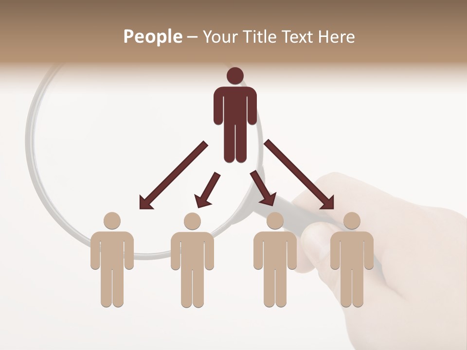 A Hand Holding A Magnifying Glass Over A White Background PowerPoint Template