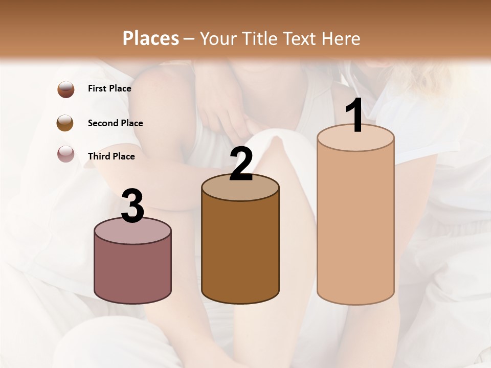 A Woman And Two Children Are Sitting On A Bed PowerPoint Template