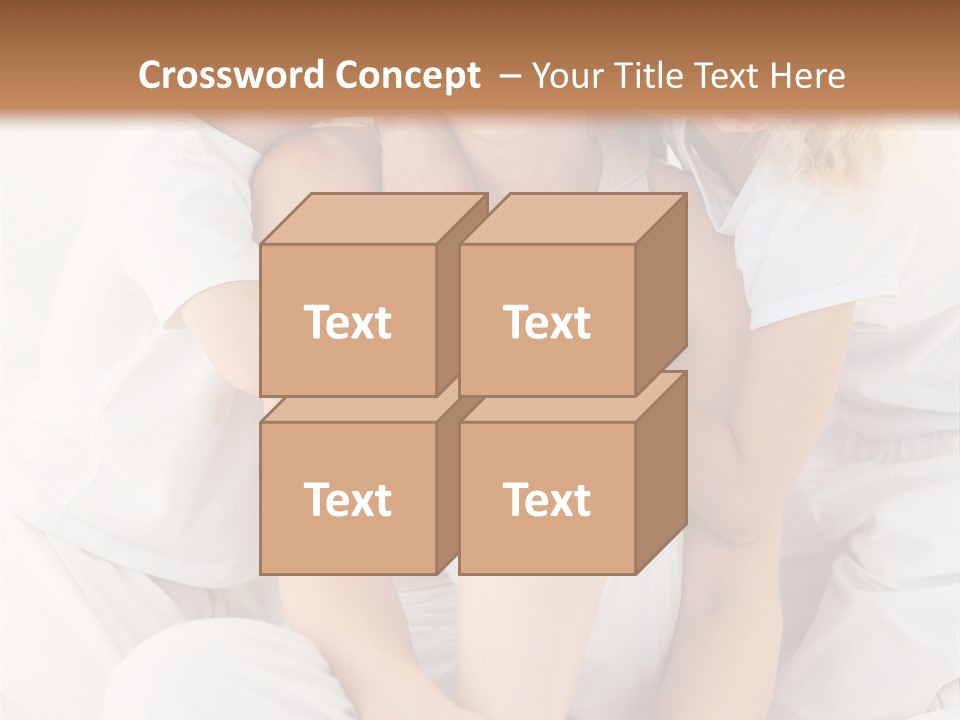 A Woman And Two Children Are Sitting On A Bed PowerPoint Template