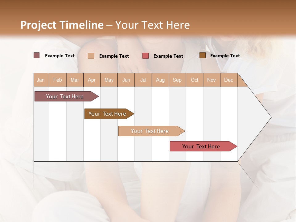 A Woman And Two Children Are Sitting On A Bed PowerPoint Template