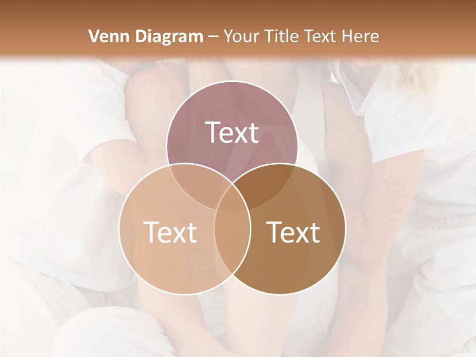 A Woman And Two Children Are Sitting On A Bed PowerPoint Template